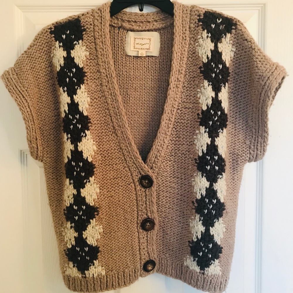 Anthropologie Kenji chunky boho cardigan vest L